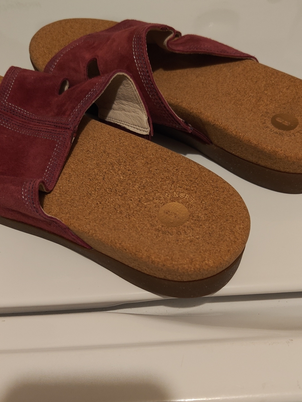 REVITALIGN Women's Suede Slide Sandals in Burgundy